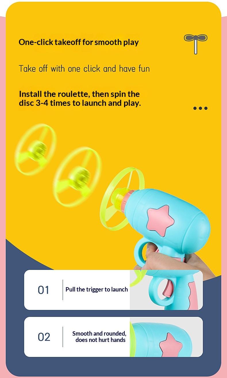 Glow in The Dark Flying Disc Toy Gun, LED Spinning Flying Saucer for Kids & Cats