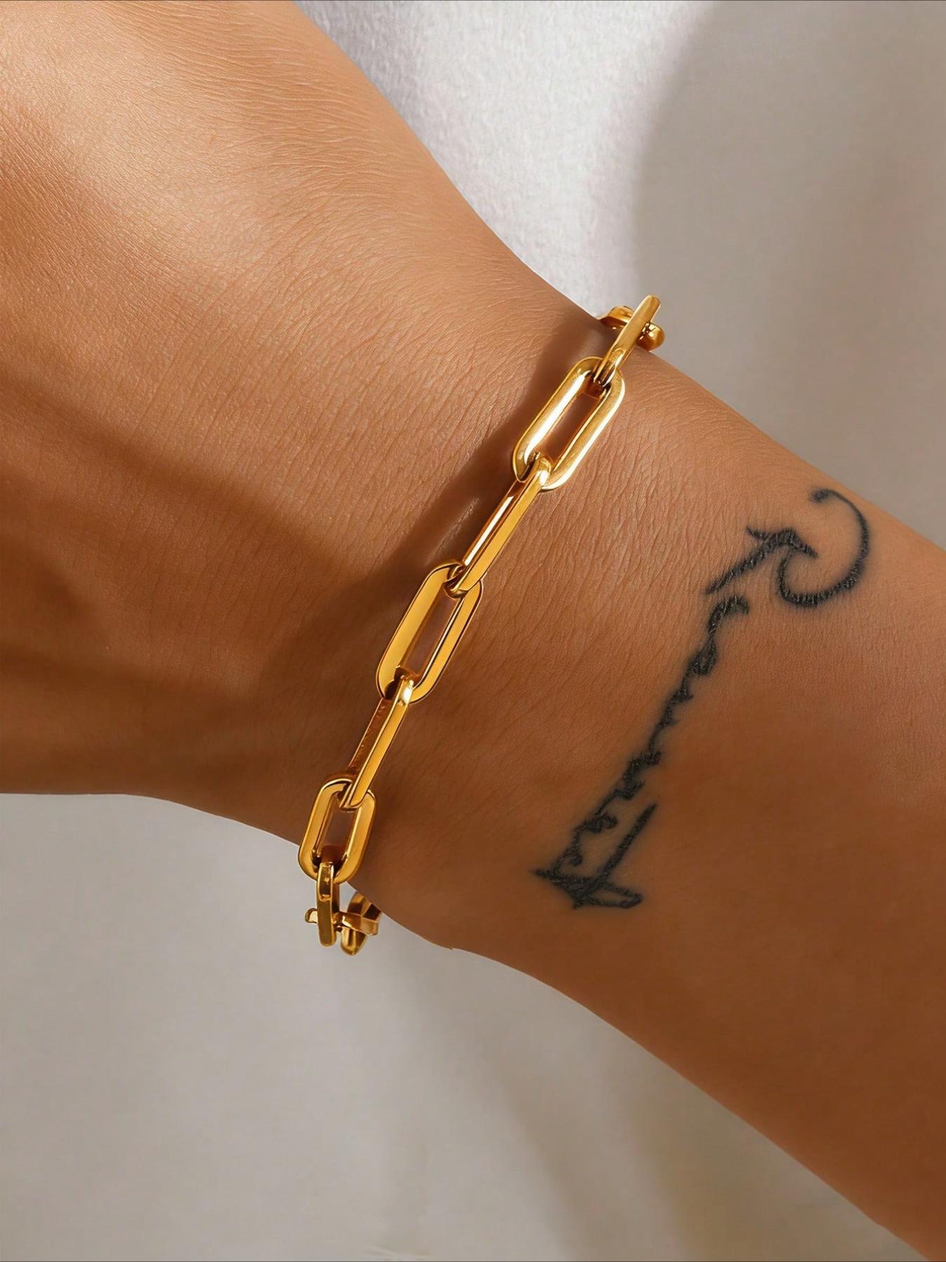 Light Luxury Non-Fading Stainless Steel Bracelet, Classic Paperclip Design, Versatile and Style-Neutral, Elevates Outfit Refinement