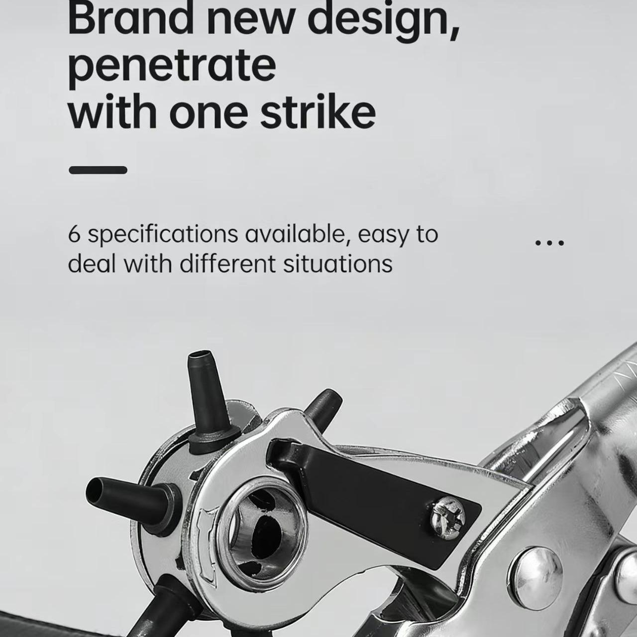 Effortless Belt Hole Puncher Set 3-Piece, Home Use Hole Punch Tool, Time-Saving Multi-Function Eyelet Punch Clamp