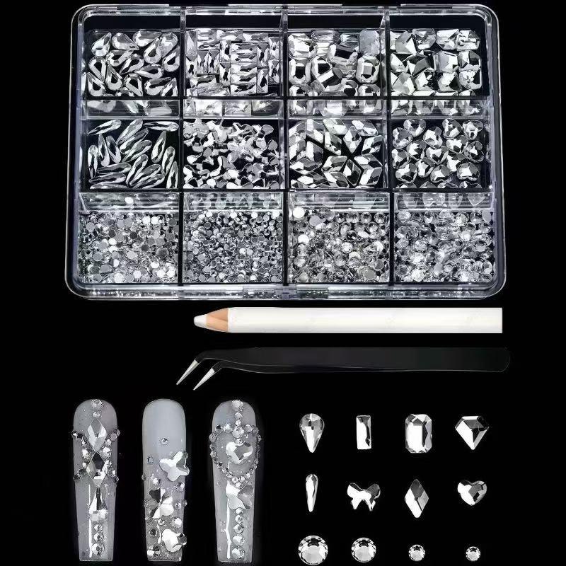 12pcs Shiny Glass Rhinestones for Nail Art, Round Flat Back Drills, Wedding Party Craft Decoration, Bling Rhinestone Decoration, High-Quality Crystal Decorations