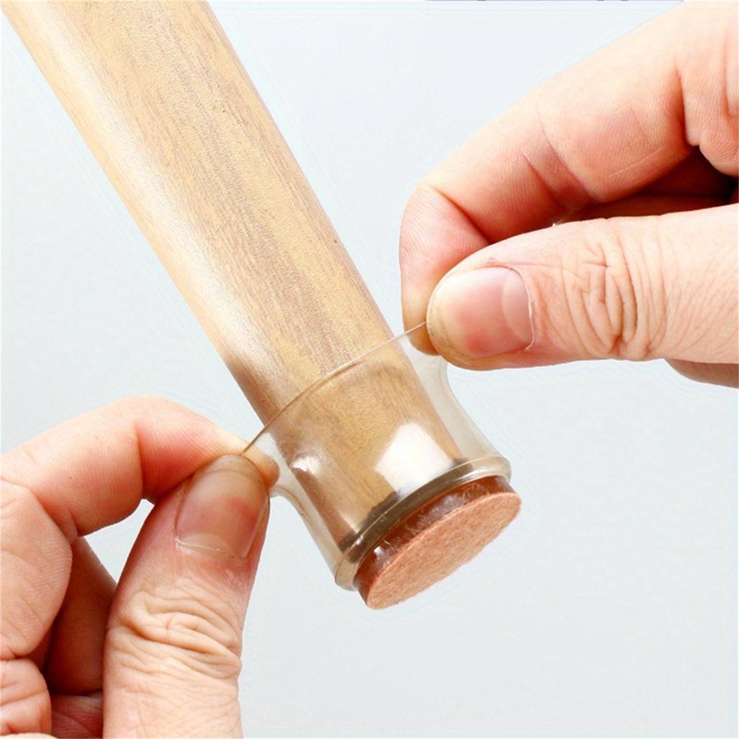 Silicone Chair Leg Protector, 16pcs Clear Round Table Base Cover, Non-slip Felt Pad for Floor Protection