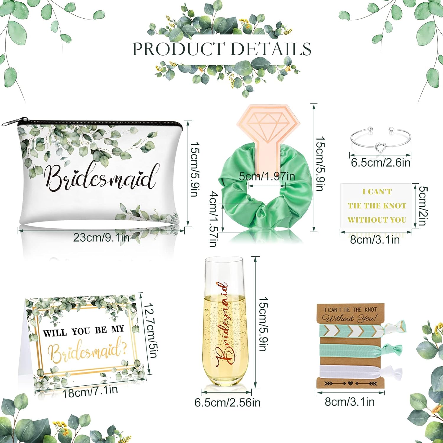 9 count Bridesmaid Proposal Gifts Sets Will You Be My Bridesmaid  Maid of  Box Include Champagne Glass Makeup Bag Bracelet for Engagement Wedding Bachelorette Party (Bohemian)
