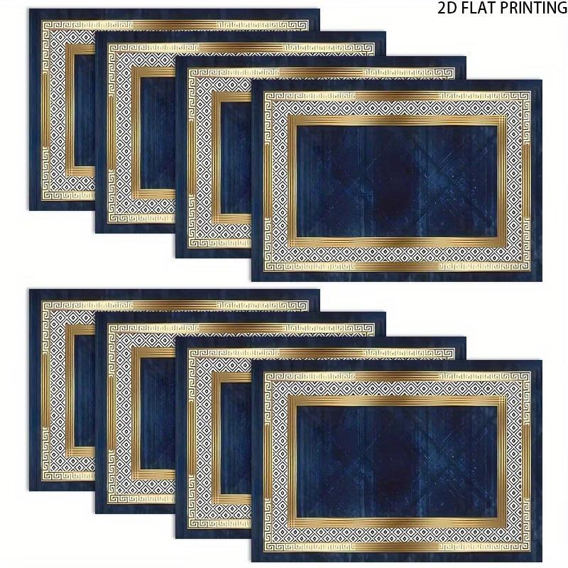 2D flat printing, 2-piece/4-piece/6-piece/8-piece geometric pattern series decorative placemats, placemats - suitable for dining tables and coffee tables, brand new high-quality placemats, heat-resistant mats