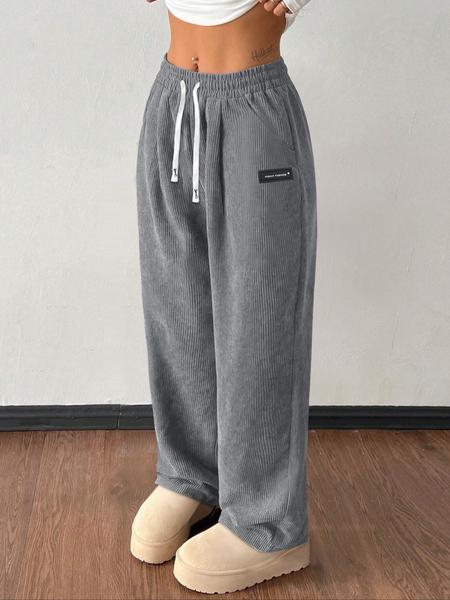 Women's Corduroy Jogger Pants, Drawstring Waist, Pockets Design, Casual Sportswear for Fall & Winter, Daily Wear Comfortable Fit, Workout Casual Baggy Women's Corduroy Jogger Pants, Drawstring Waist, Pockets Design, Casual Sportswear for Fall & Winter, Daily Wear Comfortable Fit, Workout Casual Baggy