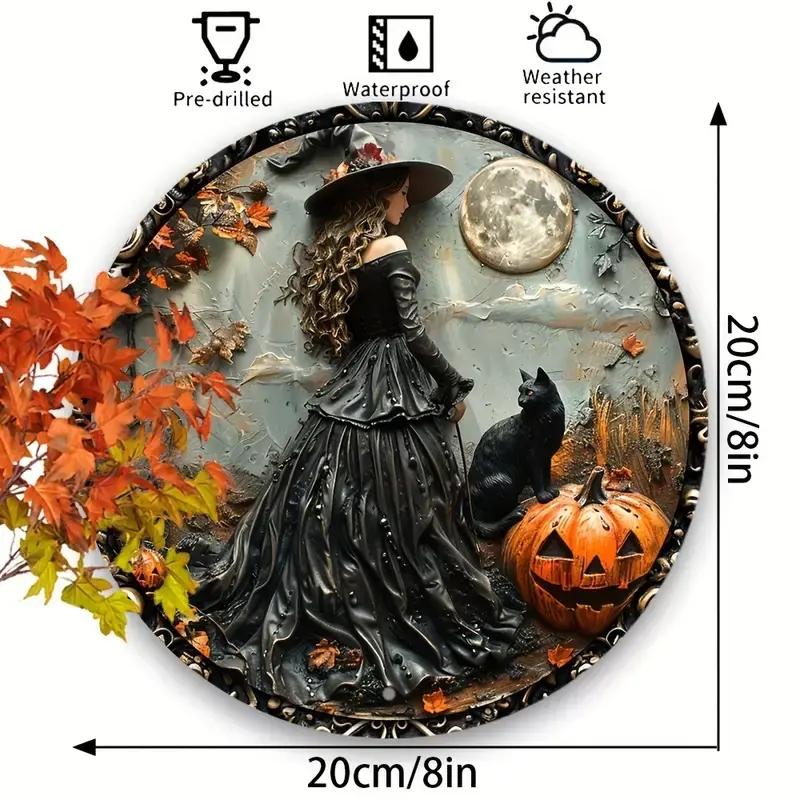 Gothic Style Wall Sign with Hanging Hole, 1 Count Ghost Cat & Witch Pattern Wall Art, Wall Decor for Home Office Party, Trending Home Decor 2024, Halloween