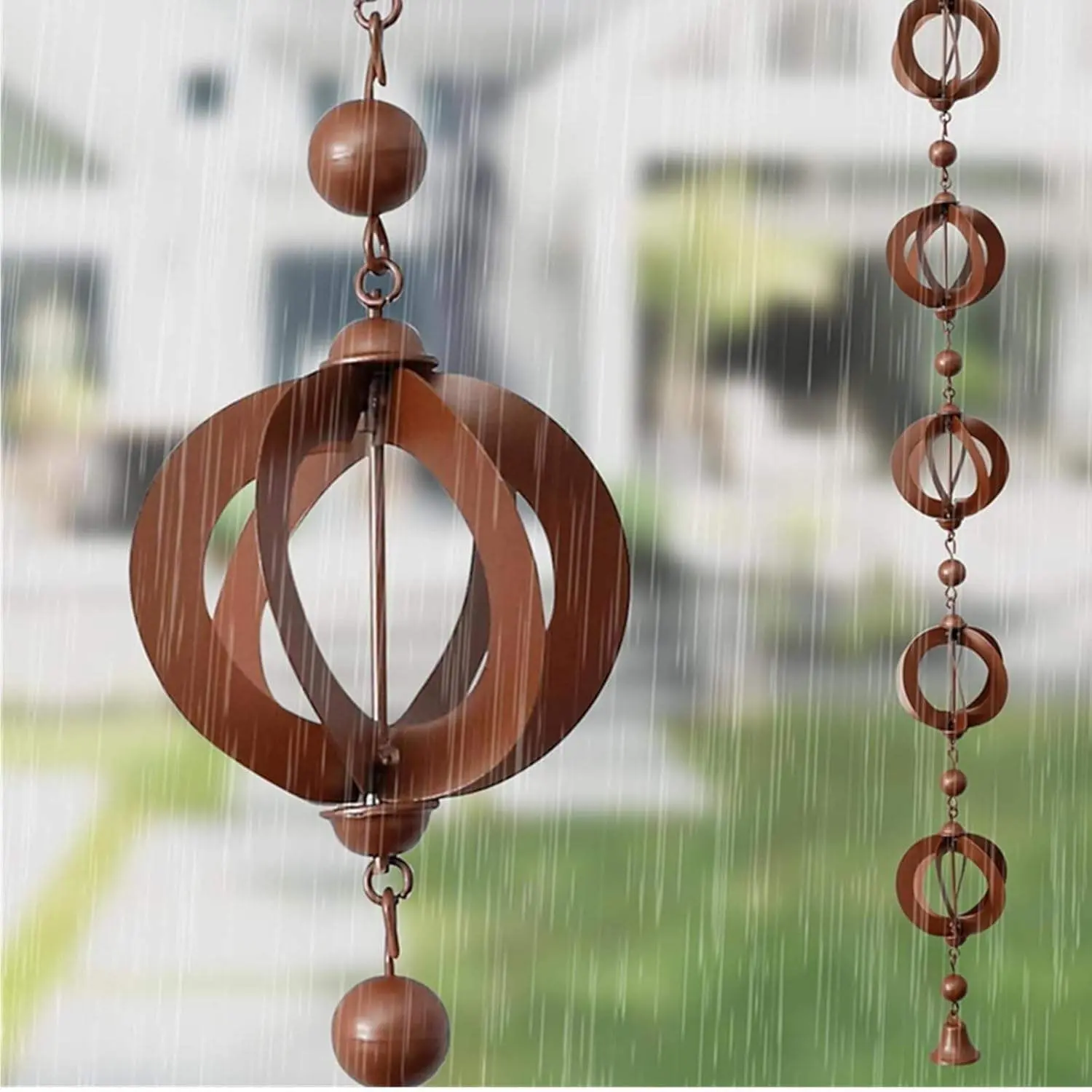 1pc Rain Chain Hanging, Wind Chime, Outdoor Garden Decor, Wall Mounted, Mushroom Design, Rotating Rain Chain, Room & Window Decoration