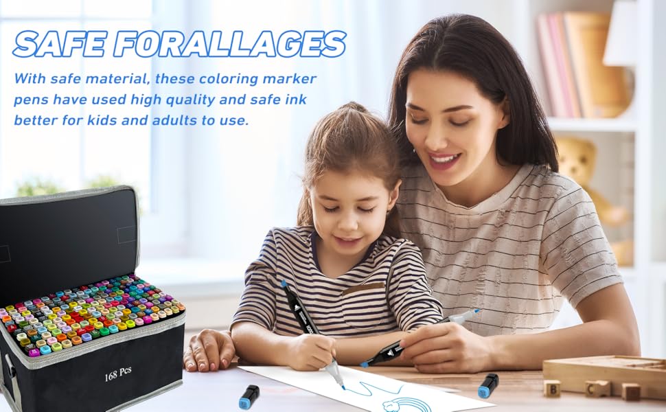 KIDGENIUS 262/168/120 Color Alcohol Marker Set for Sketching and Drawing Perfect for Anime Landscape Fashion Illustration Fast Dry Waterproof Refillable Ink Dual Tip Design Ideal for Fine Detail and Large Area Coloring Easter Gift