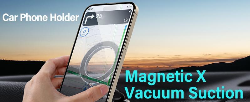 Magnetic Car Phone Holder for MagSafe: 28+LBS StrongSuction Vacuum Phone Mount for Men/Women -360°Rotatable Adjustable Portable Cell Phone Stand for iPhone12-16 Pro Max Plus