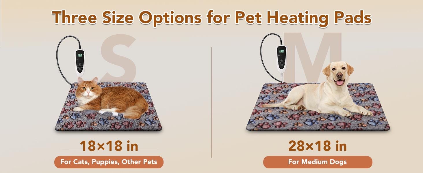 UPSKY Pet Heating Pad Electric Heating Pad for Dogs Cats Temperature Adjustable Heated Bed Mat with Timer Waterproof Indoor Warming Pad Chew Resistant Cold 12 Levels 80-130℉