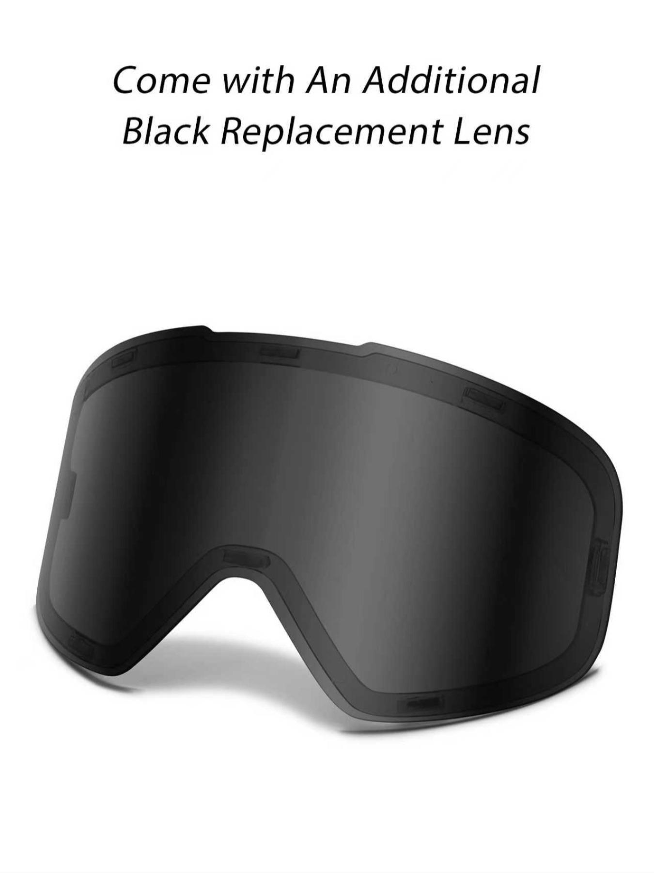 Ski Goggles with Uv400 Protection+ Replacement Lenses, Anti-Fog, Interchangeable Magnetic Lenses, OTG-Friendly, Frameless Design, Snowboard Goggles for Men Women