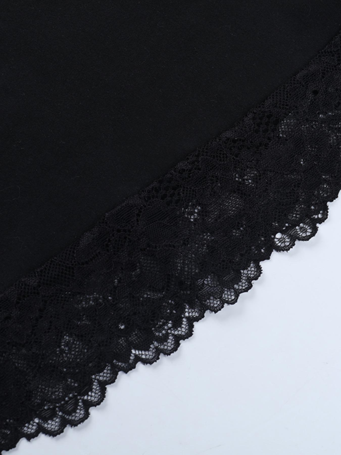 Women's Solid Lace Patchwork One Shoulder Long Sleeve T-Shirt, Sexy Fitted Casual Top, Perfect for Daily Wear Womenswear