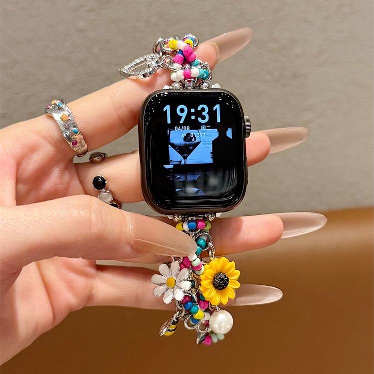 Women's Simple Cute Beaded Stretch Chain Apple Watch Band, Smart Watch Straps, Smartwatch Strap, Smart Watch Accessories, Compatible with Series 1-11 Ultra Se, 38-49mm, Fashion Design Accessory, Wearable Accessory