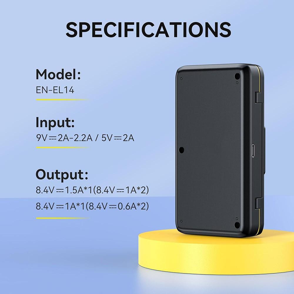 1Pcs EN-EL14 camera battery charger, supports PD20W fast charging - dual slot simultaneous charging, LCD display charging status, suitable for Nikon EN-EL14 batteries and compatible with: Nikon cameras D3100, D3200, D3300, D3400, D3500, D5100, D5200 (char