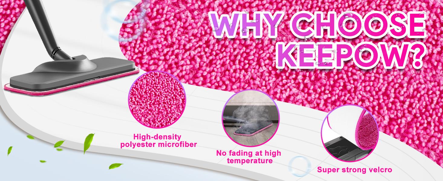 KEEPOW Microfiber Steam Mop Pads Compatible with Schenley Steam Mop Cleaner, Washable and Reusable Replacement Mop Pads Accessories