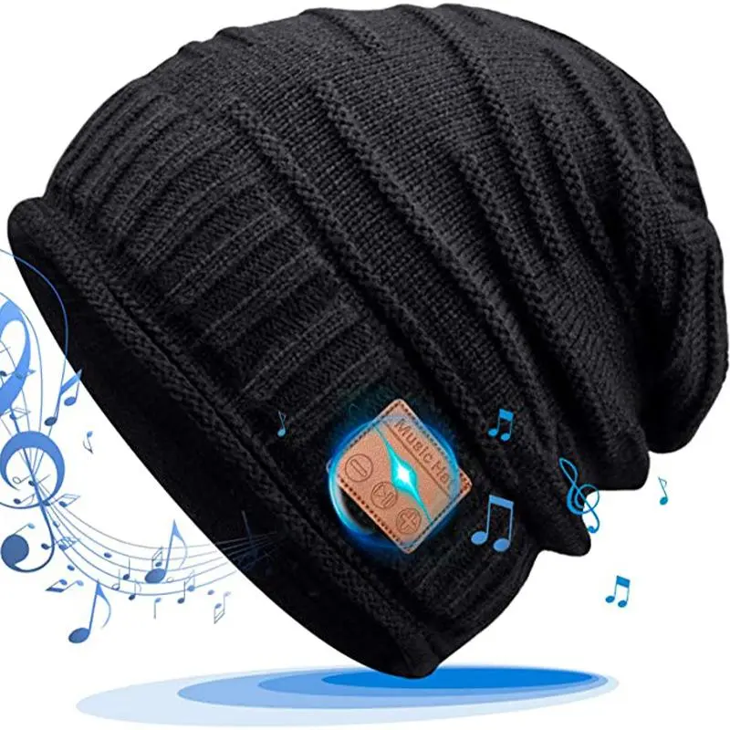 BIGWIG Unisex Bluetooth Knit Hat, Winter Music Hat, Hands-free Earphone, Washable Wireless Earphone Hat, Fleece-lined Warm Knit Hat, Music Hat, Christmas Gift, Novel Music Gift, Suitable for Running, Fishing, Cycling