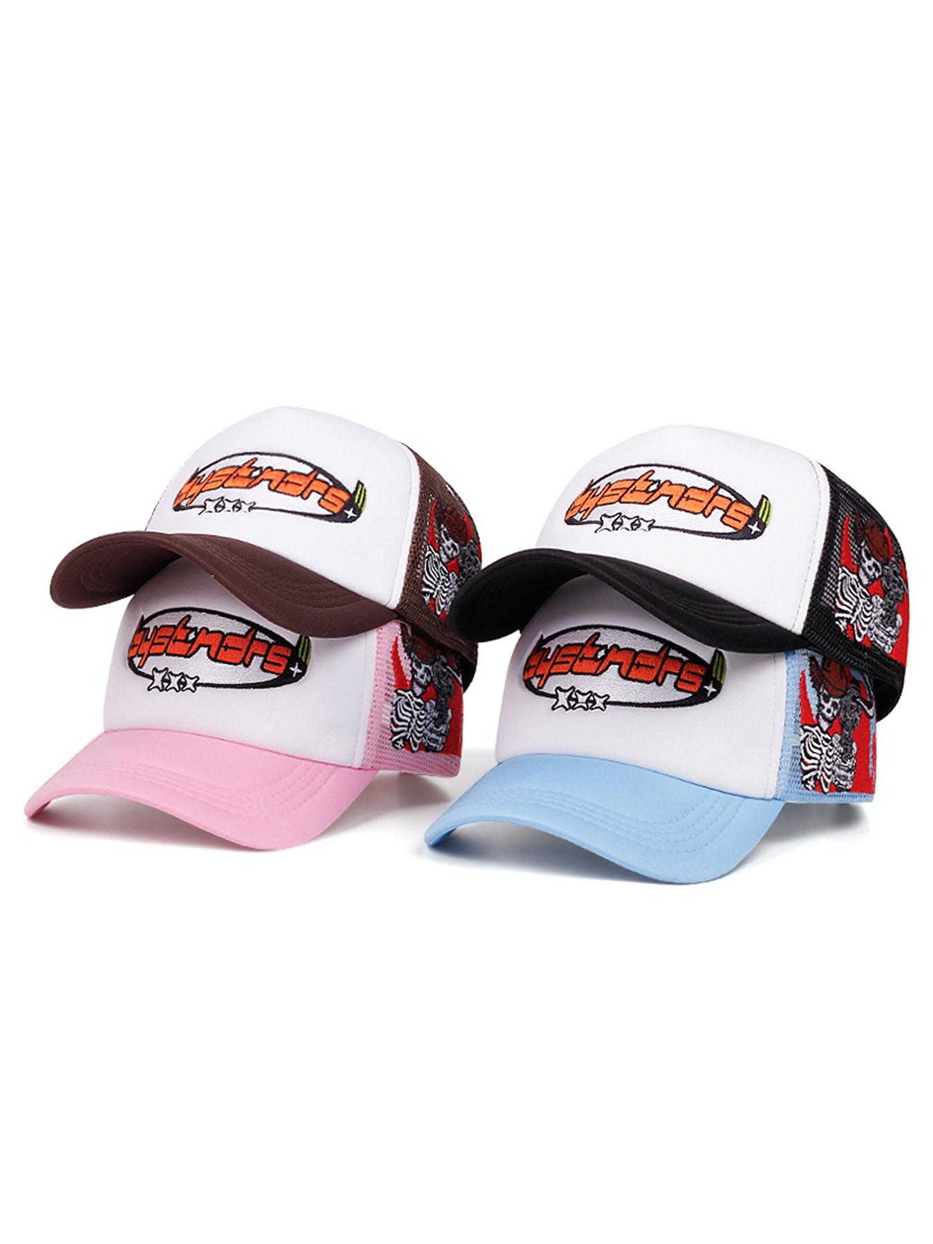 2026 New Personalized Breathable Mesh Hat Three Star Skeleton Gunner Embroidered Trucker Hat Baseball Hat Street Fashion Creative Hip Hop Hat Outdoor Leisure Sports Sunshade Hat Daily Commuting Decorative Hat Male and Female Skateboarding Hat