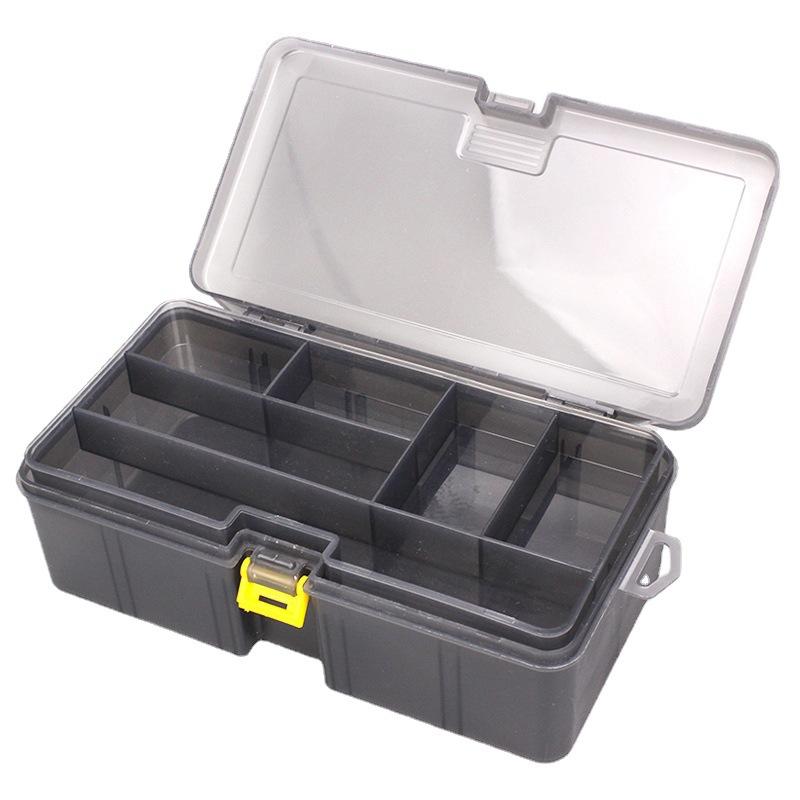 1pc Fishing Tackle Box - Double-Layer Transparent Gray Organizer with Removable Compartments, Multi-Functional Storage for Lures and Gear, Ideal for Offshore Fishing, Sea Fishing, Fishing Equipment, Fishing Supplies, Fishing Tackle Box