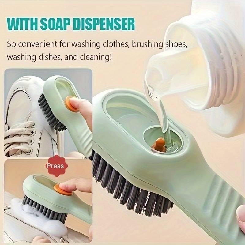 2pcs Multi-Functional Shoe Cleaning Brush for Liquid Injection Shoe Brush, Multi-functional Long-Handled Shoe Brush | Hand-Pressed, Soft-Bristled, Washable, Can Add Liquid, Portable Multi- Footwear for Sneakers, Hygienic -Demand Cleaning for /Travel