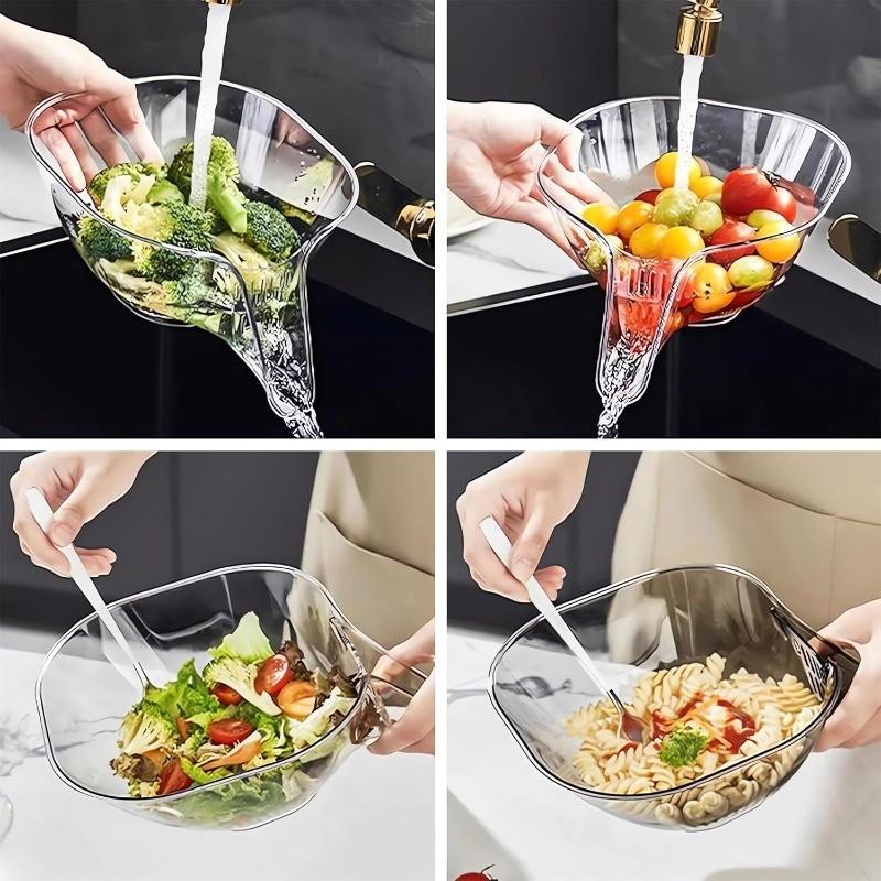 1pc Multi-functional Internet Celebrity Drain Basket, Kitchen Vegetable Washing Basket Multifunctional Vegetable Washing Basin, Washing Fruit Drain Basket, Creative Self-contained Water Drain Basin for Restaurant