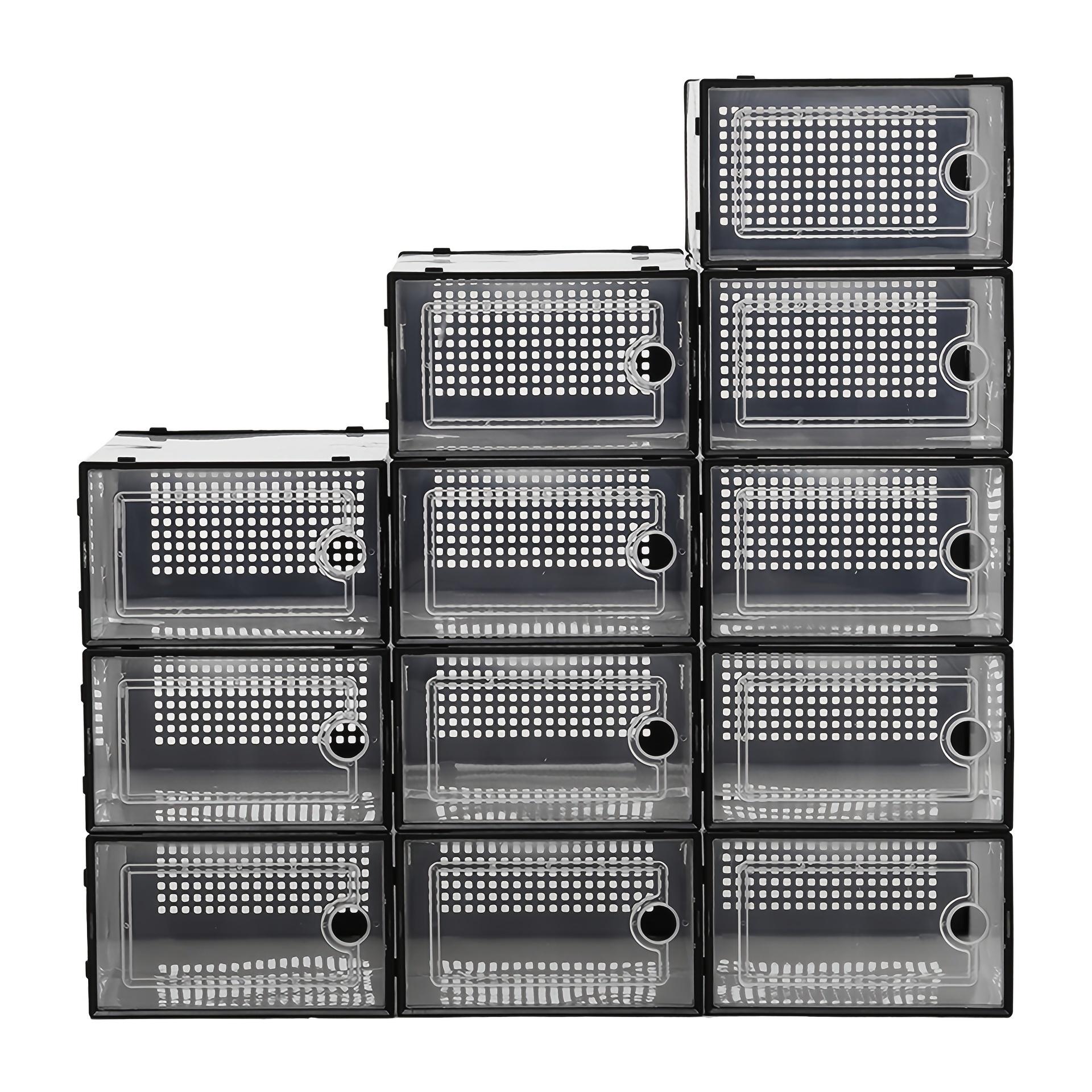 Shoe storage boxes, Shoe organizer, 6-piece sets, made of thick transparent material with lids, foldable and stackable containers allow for flexible arrangement, ideal for organizing sneakers and saving space in entryway