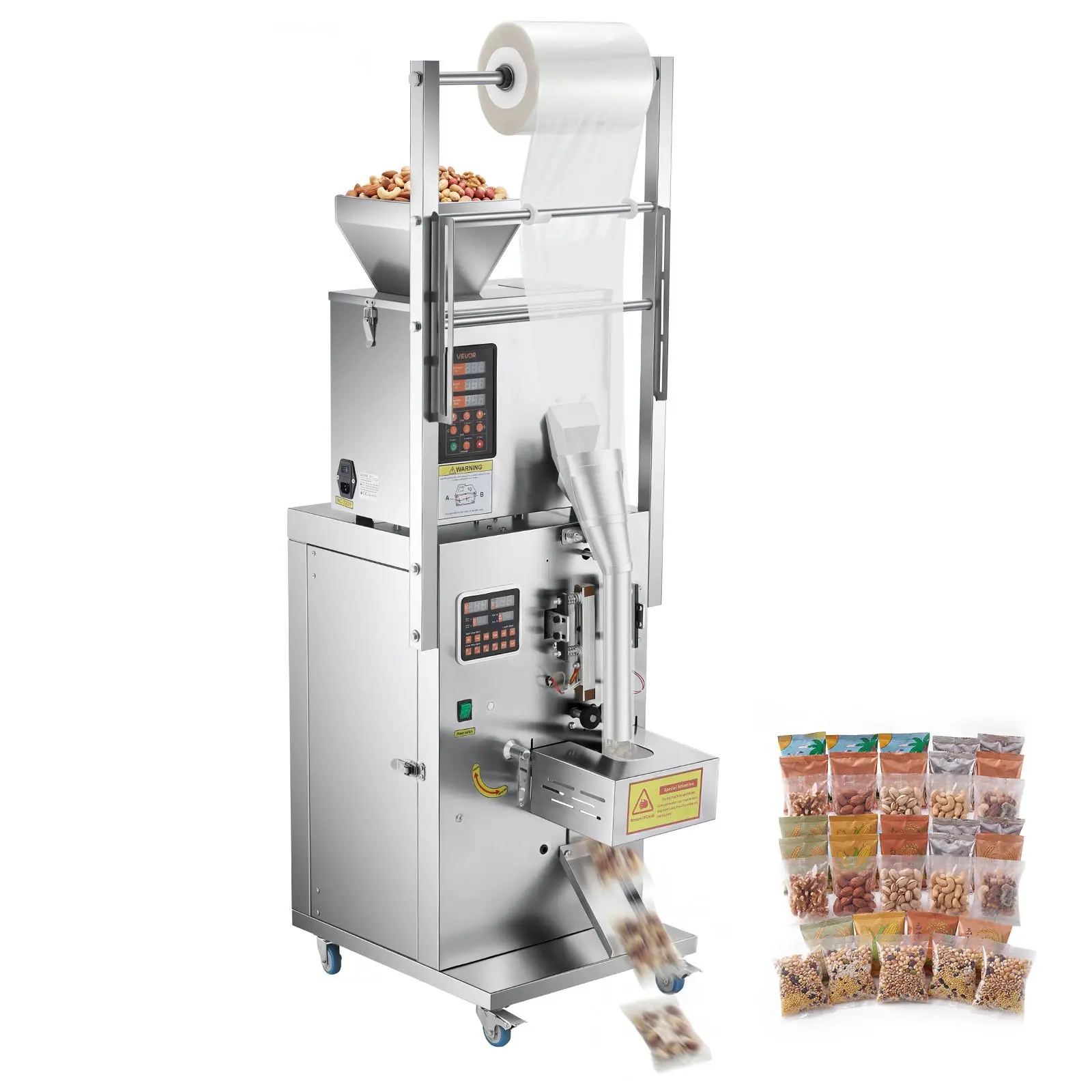 VEVOR Automatic Filling & Sealing Machine, 1-99.9g(0.002-0.22lbs) Stainless Steel Granule Packaging Machine, Weighing Function for Coffee Beans, Grains, Spices