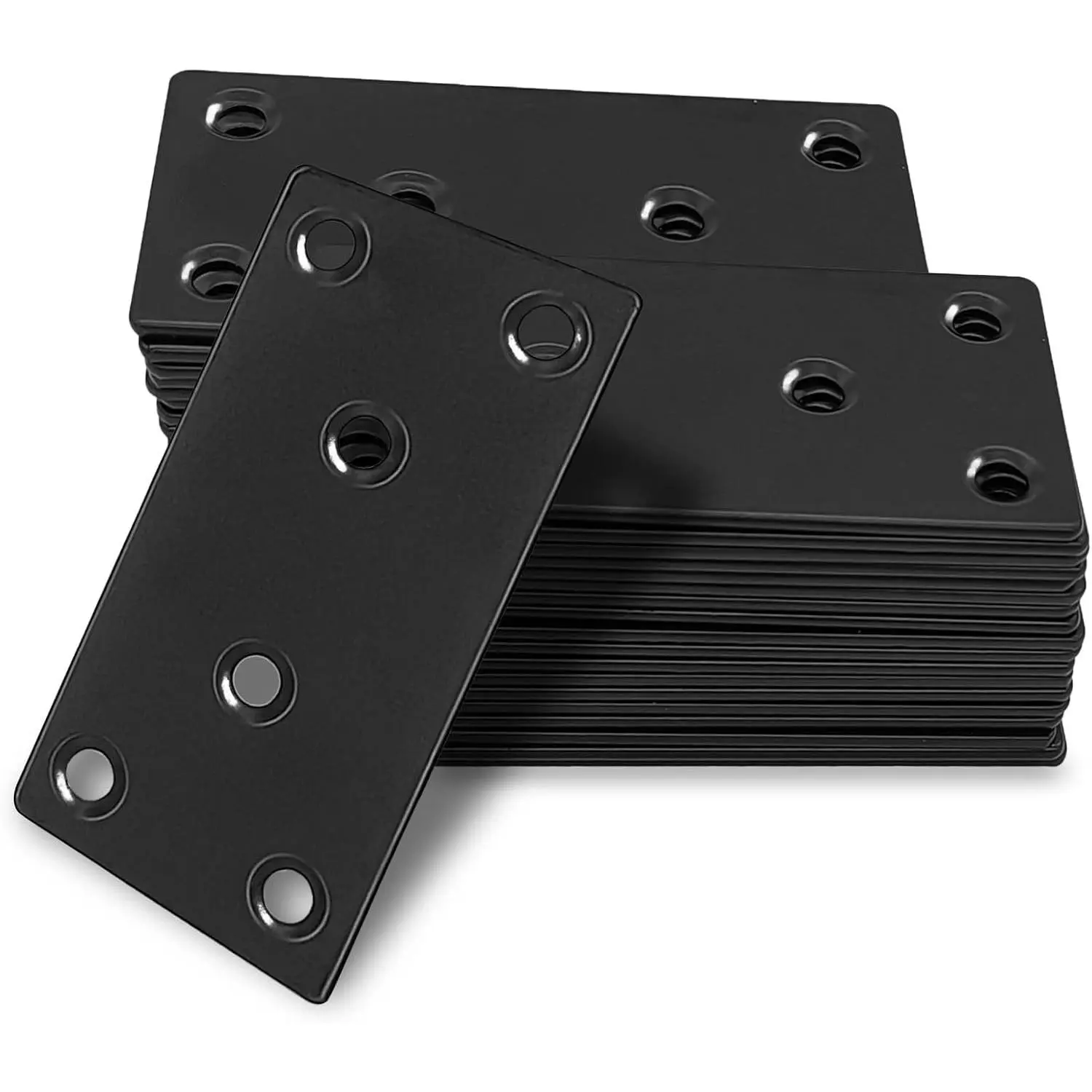 35-Pack 3-1/8" 304 Stainless Steel Flat Straight Mending Joining Plates, Heavy Duty Metal Brackets for Brace Wood Furniture Fence Bookcase - Black