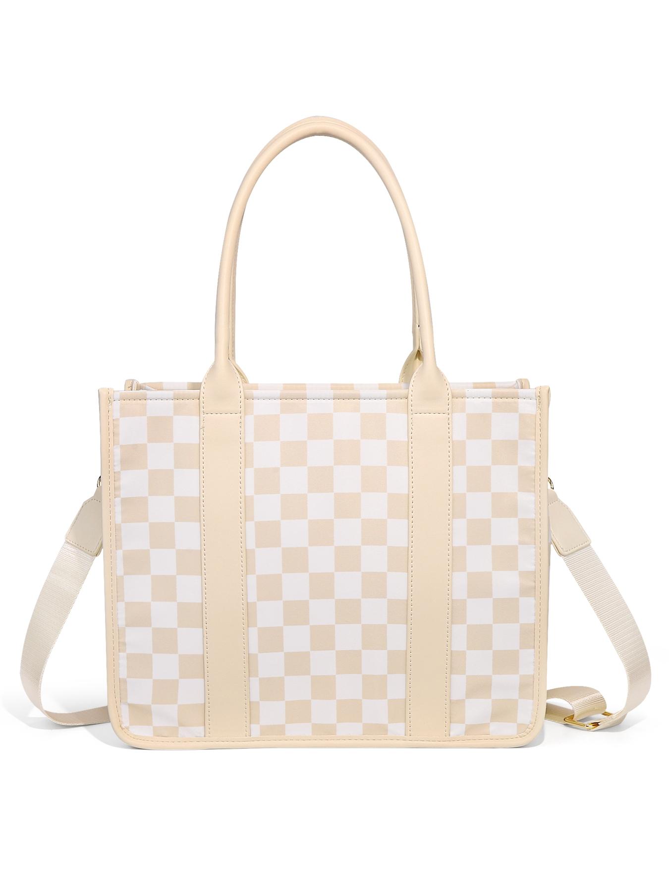 Large Women'S Casual Plaid Checkered Crossbody Shoulder Bag with Adjustable Detachable Strap, Large Capacity Fashion Tote Bag for Women, Versatile High-quality Daily Commuting Bag, Parties|Stylish Handbag Shoulder Bag