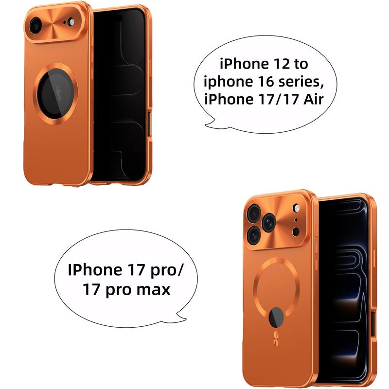Premium Fashion Anti-Slip Magnetic Metal Phone Case, Compatible with iPhone 17 16 15 14 13 12 Plus Pro Max Air, Mobile Accessories