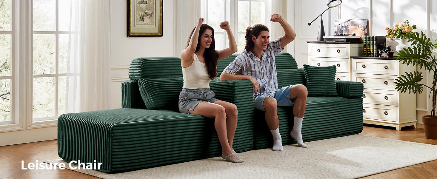 【2 Packages Shipping】104" Modular Sectional Couch with Chaise, L-Shape Oversized Cloud sofa Couch,Corduroy Cloud Velvet Boneless Couch for Living Room, Sofa in A Box, No Assembly Required