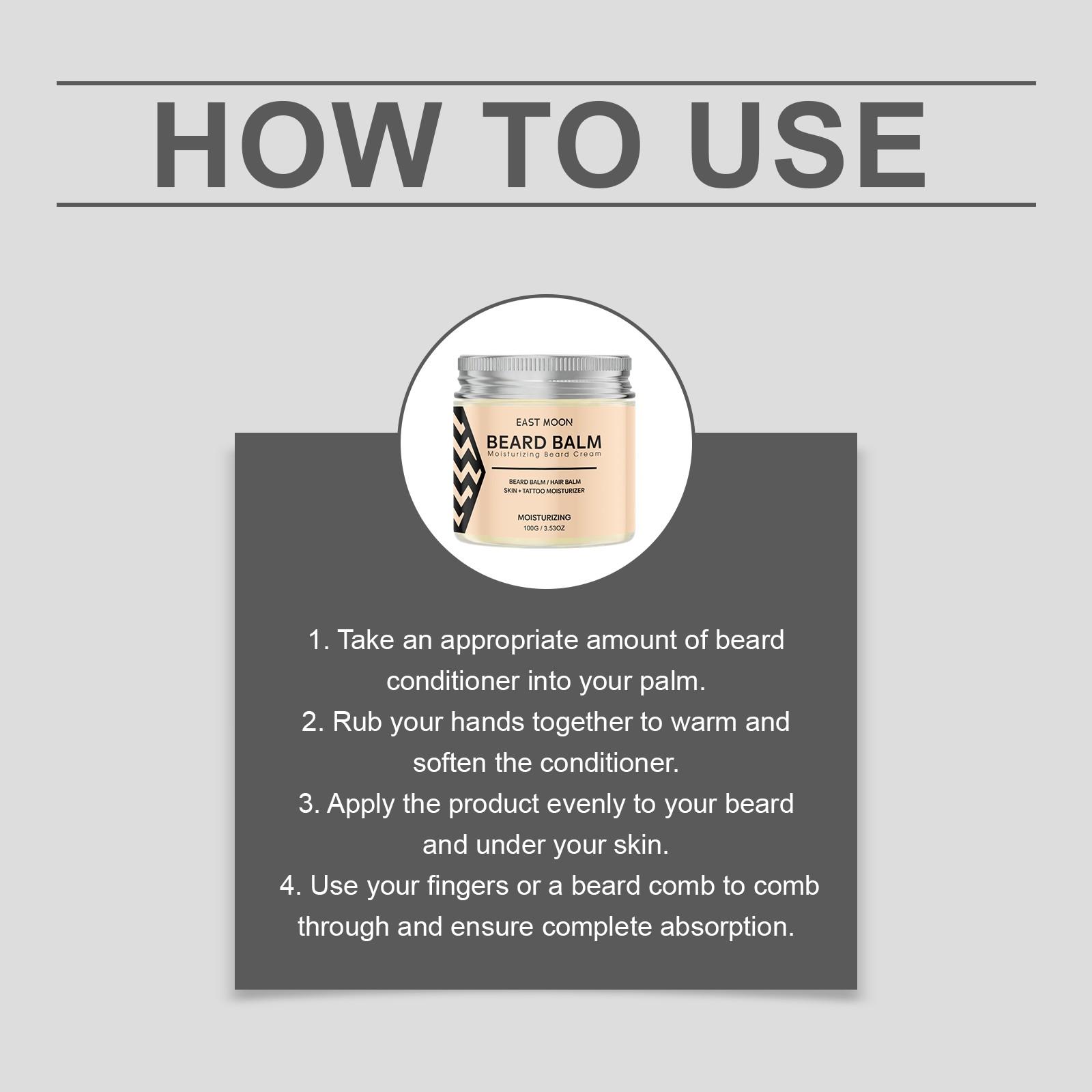 East Moon Men's Beard Care Balm, Refreshing and Moisturizing, Non-Greasy, Easy to Apply, Soft Touch, Gentle Nourishment