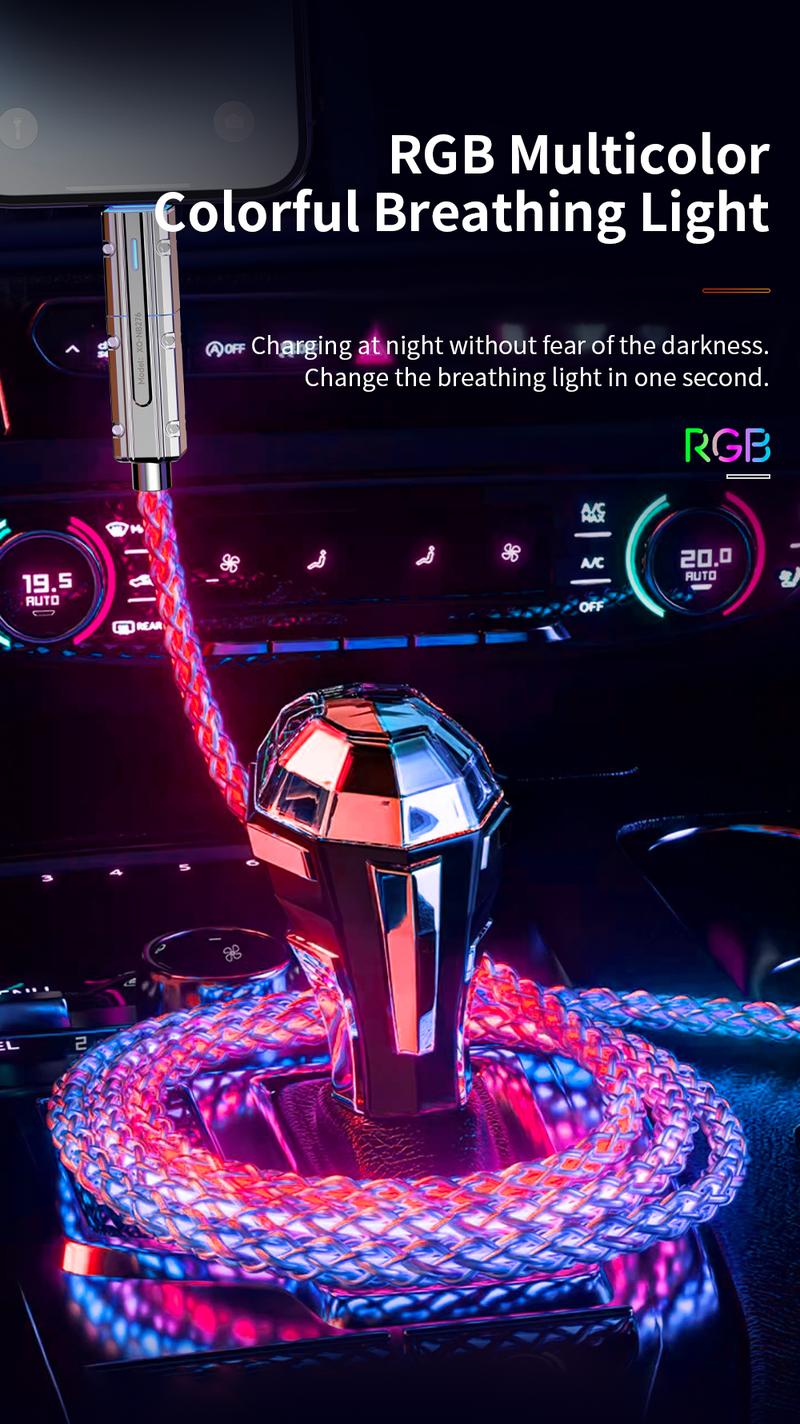 [Buy 1 get 1 free]Four-in-One 100W Colorful lights Data Cable,Supports fast charging and data transmission,Free switching four interfaces,Type-C to Type-C,USB-A to micro/type-C/lightning, type C to lighting