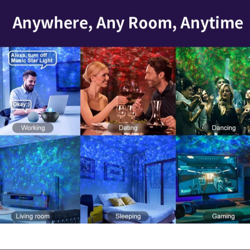 USB Powered Star Projector, Galaxy Projector with Remote Control, 3 in 1 Night Light Projector with Built-in BT Music Speaker, Starry Projector for Room