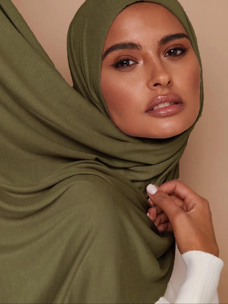 Women's Dopamine Fashion Color Palette Headscarf Turban Hijab, Soft Jersey Material, Elastic Design, Suitable for All Occasions, Plain Pattern