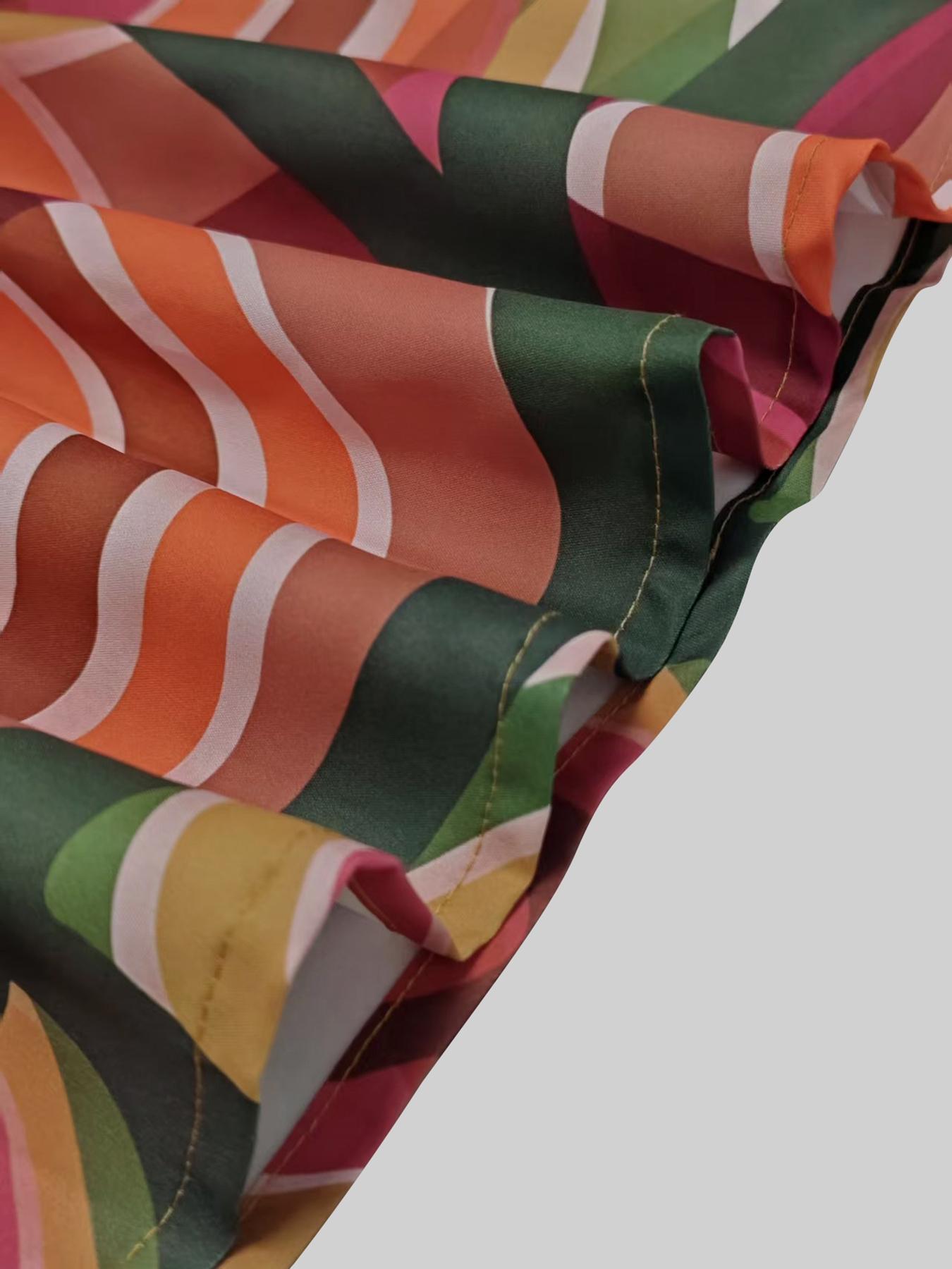 Women's Elegant A-Line Long Sleeve Colorblock High Neck Halter Statement Dress, Fitted Woven Fabric, All Seasons Fashion