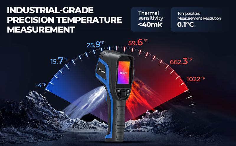 TOPDON TC005 256 x 192 IR High Resolution Dual-Camera Thermal Imaging Camera with 12-Hour Battery Life and 2MP Visual Light Camera, -4°F~1022°F Handheld Infrared Thermal Imager with PC 2D/3D Analysis
