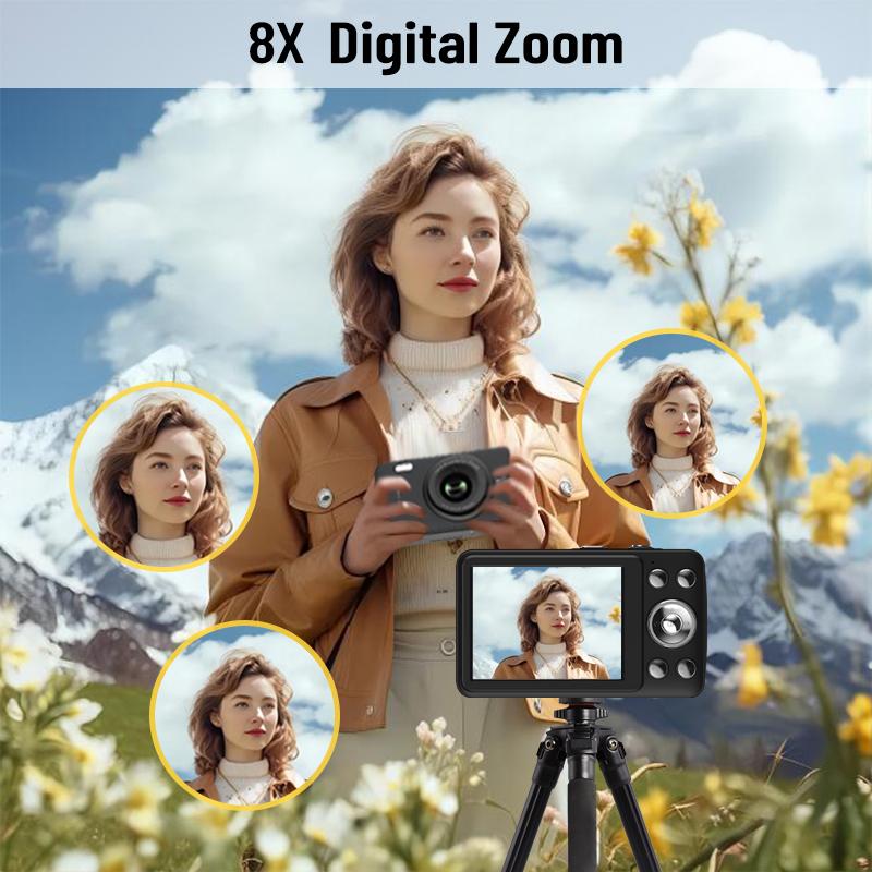 W&O Digital Camera, FHD 1080P Kids Camera, 50MP Point and Shoot Camera with 16X Zoom Anti Shake, Compact Portable Small Camera for Girls Boys Teen Student with 32GB Card