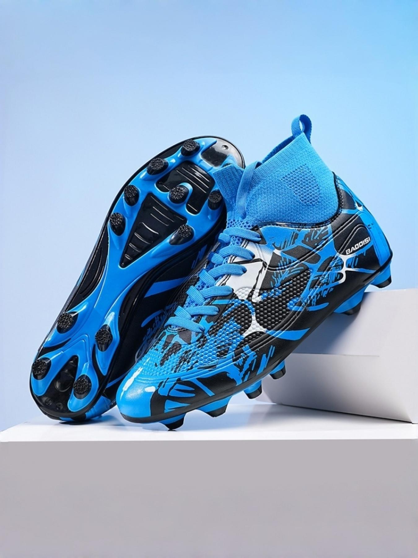 1 Pair Men's High Top Long Studs Football Shoes Heel Support Frame For Enhanced Stability Wear-Resistant Anti-Slip For Daily Training And Matches