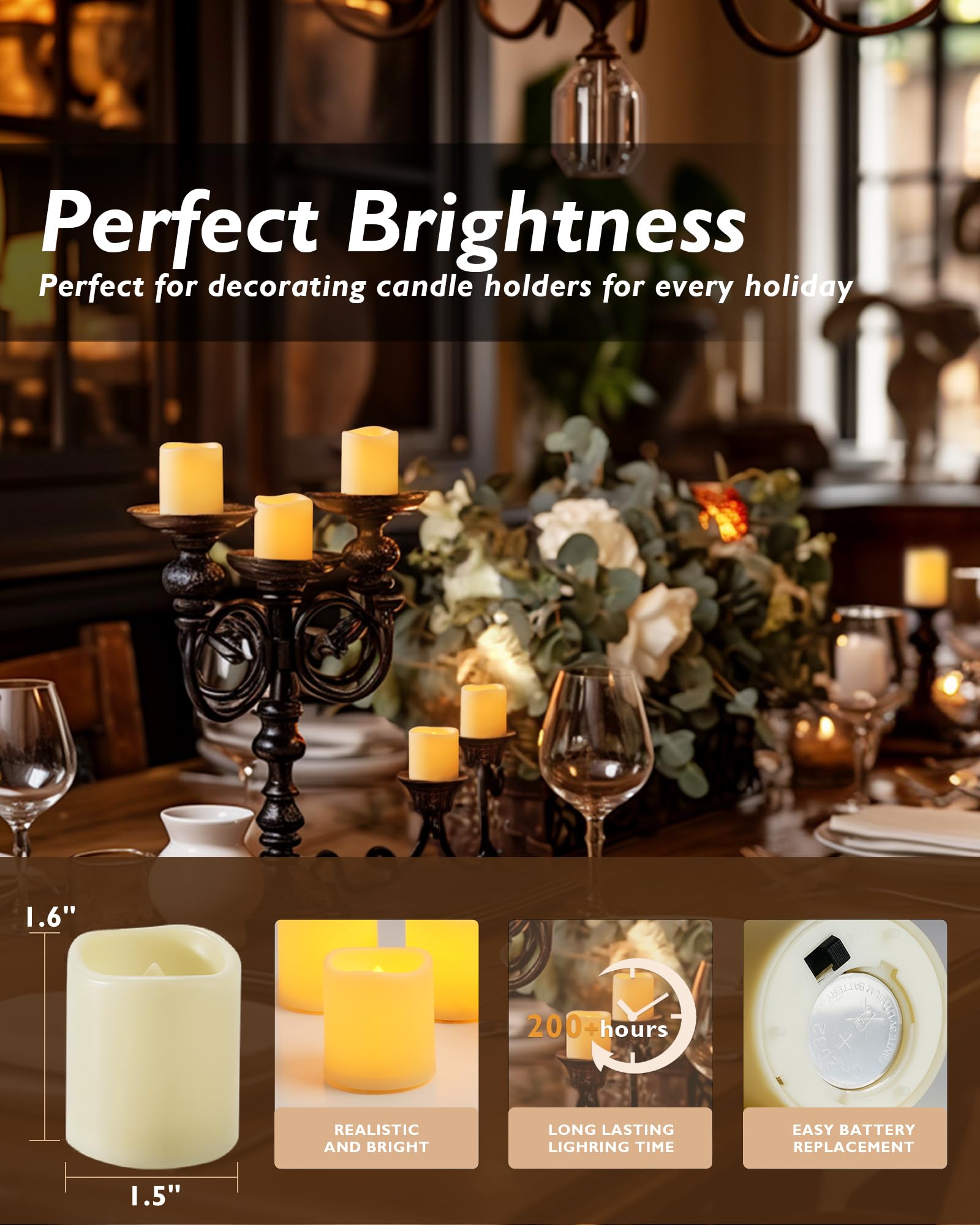 24 Flickering Flameless Votive Candles - 200+ Hour Battery  (Batteries Included)  -Operated LED Tealights for Weddings, Christmas, and Indoor-Outdoor Decor - Decorative Home Lighting christmas decor christmas hauls