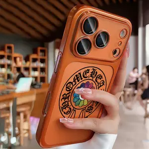 Chrome Hearts Logo Style Phone Case for iPhone 17 AIR 17 PRO 16 PRO15 PRO MAX 14 PLUS 13 PRO 12 11 PRO XS MAX X XR Plus  Shockproof Protective Cover Full Protection Anti-DropSolid color large-pore