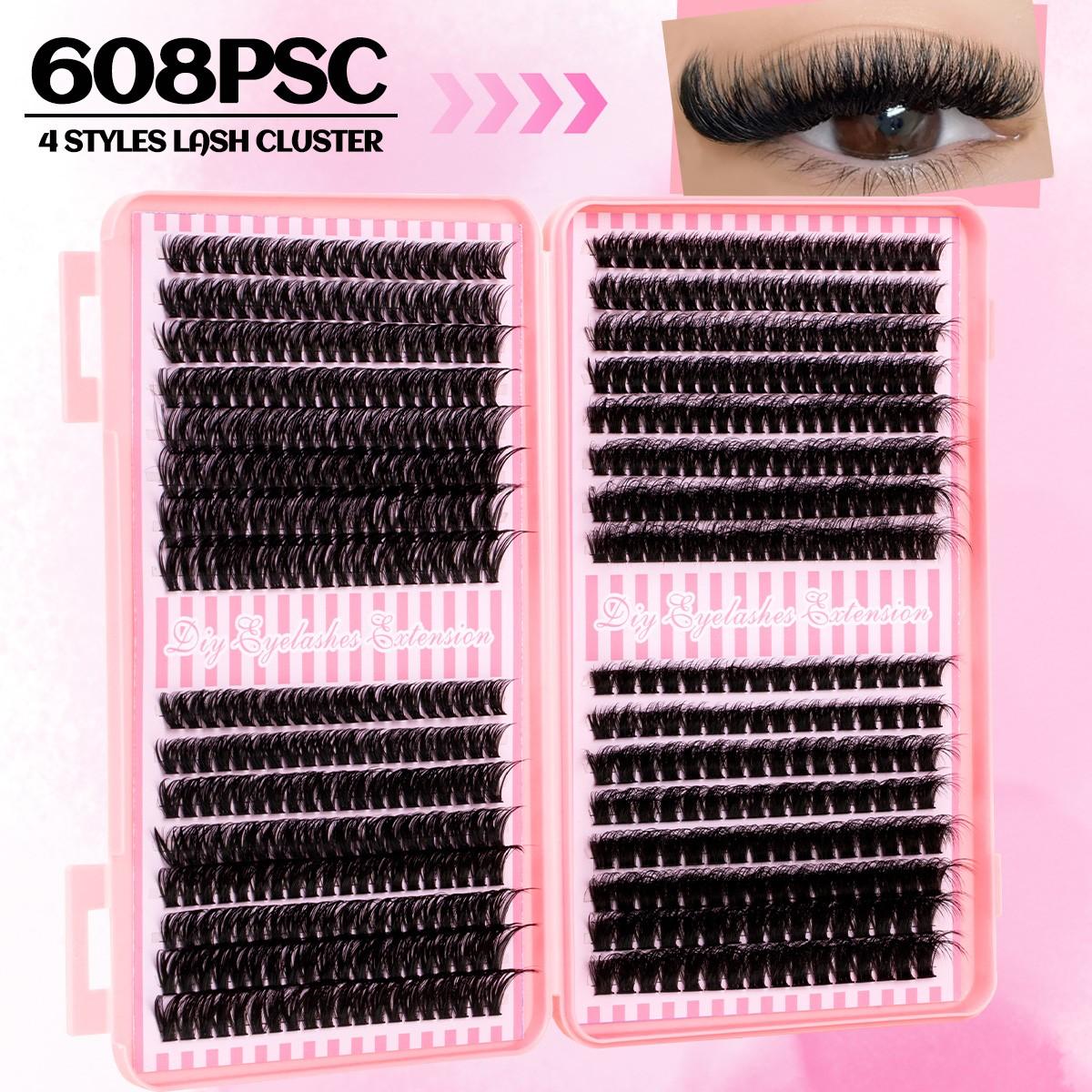 Natural Dense Eyelash Cluster Kit 30-80D/60-100D, Soft Long-Lasting Lashes, D Curl DIY Extension Set Includes Bond&Seal &Remove&Eyelash Tweezers，Easy at-Home DIY with Multiple Lengths Available, Eyelash Extensions