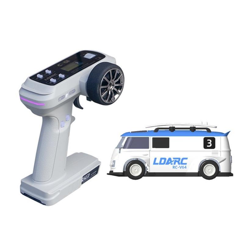 LDARC V64 Desktop Micro RC Car Classic Retro Mini Van 1:64 Scale Full Proportional Control Indoor Racing Toy for Hobbyists