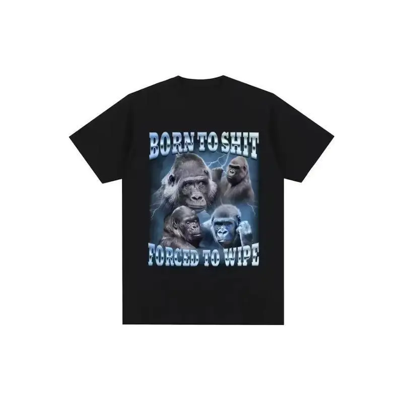 Men's Funny Gorilla Graphic Tee, Casual Custom-Made Cotton T-Shirt with Animal Slogan, Lightweight All-Seasons Shortsleeve Crewneck, Animal Graphic Tee, Casual Graphic Tee, Funny Slogan
