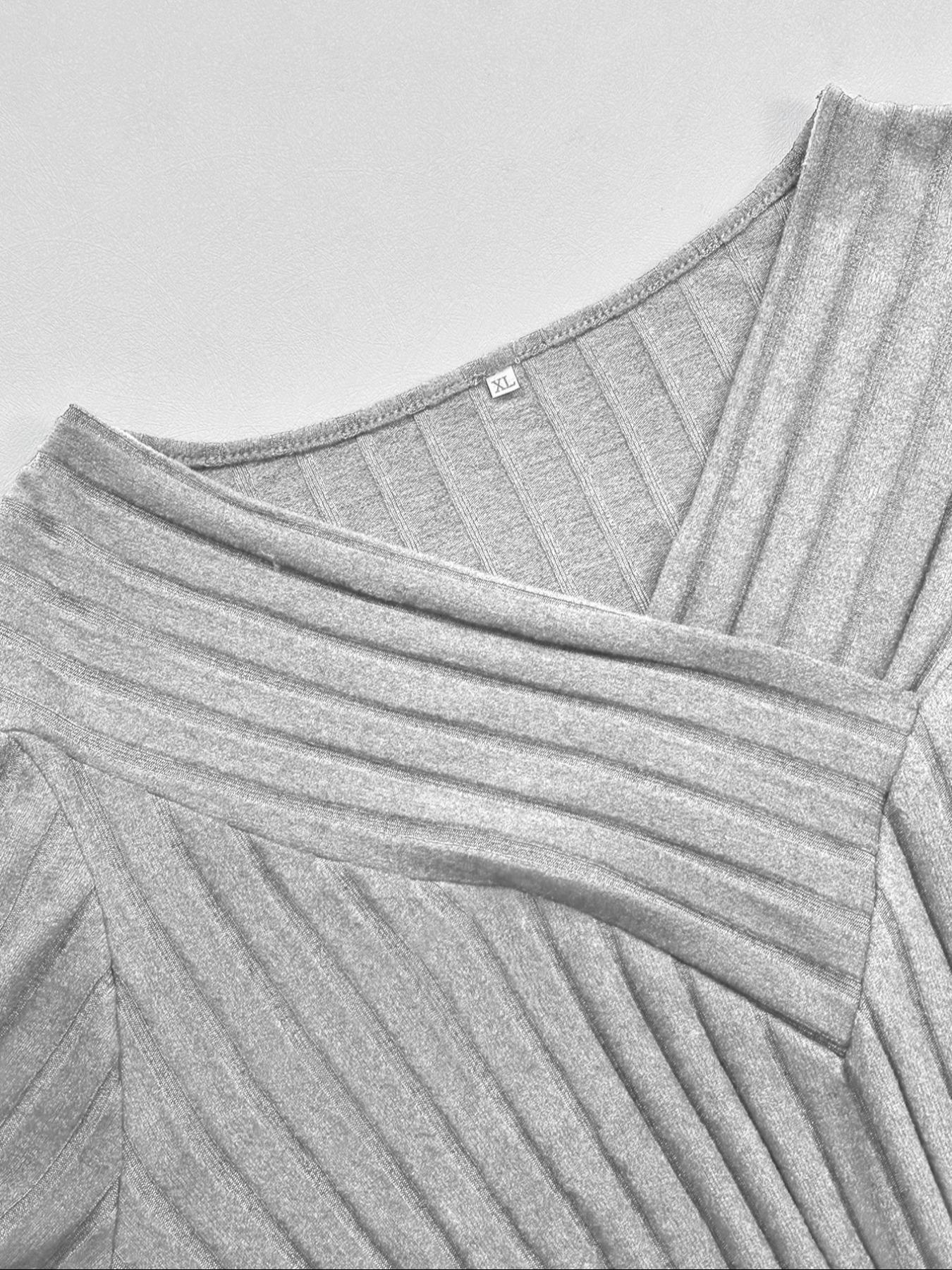 Plus Size Women's V Neck Knit Top, Sexy Ultra Soft Elastic Lightweight Fabric, Elegant Casual Fashion for Spring & Fall Seasons