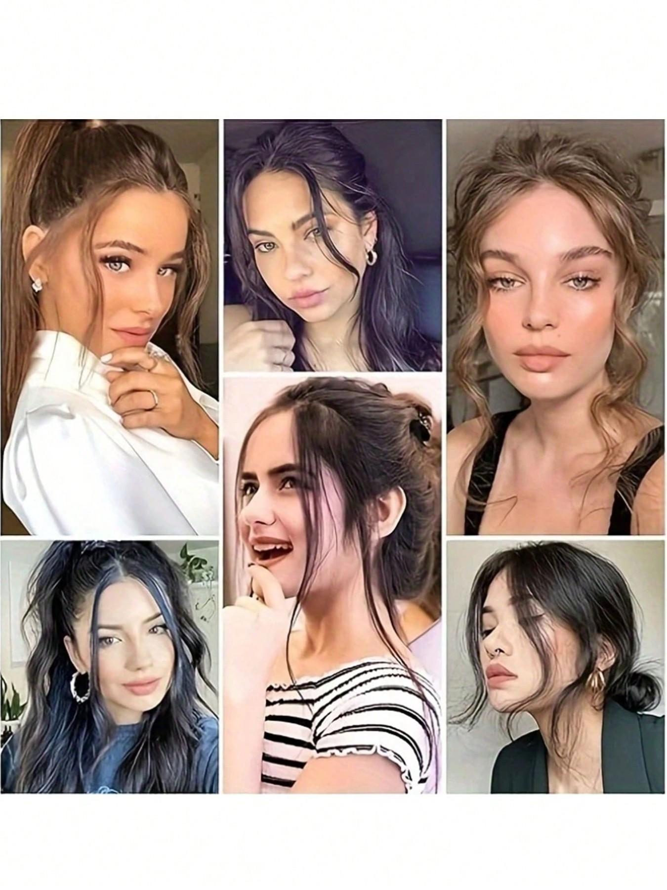 Elegant Body Wave Clip-Invisible Synthetic Dragon Beard Side Bangs ，In Hair Extensions, High Temperature Fiber, Women'S Side Bangs, Christmas Music Festival Hairpiece Temples for Daily Wear, Natural Look for All Hair Types