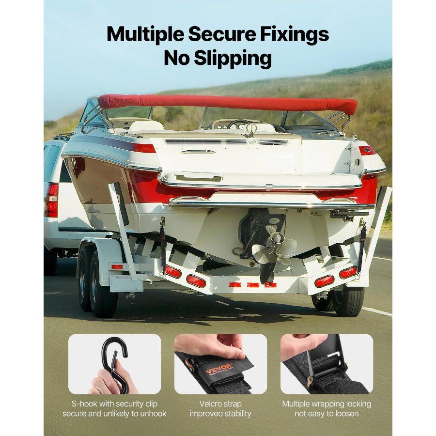 VEVOR Retractable Ratchet Straps, 2 inx 4 ft Ratchet Tie Down Straps with Security Lock S Hooks, 2 Pack Heavy Duty Ratchet Tie Down Straps with 1500 lbs Break Strength, for Trailers, Vehicles, Boat