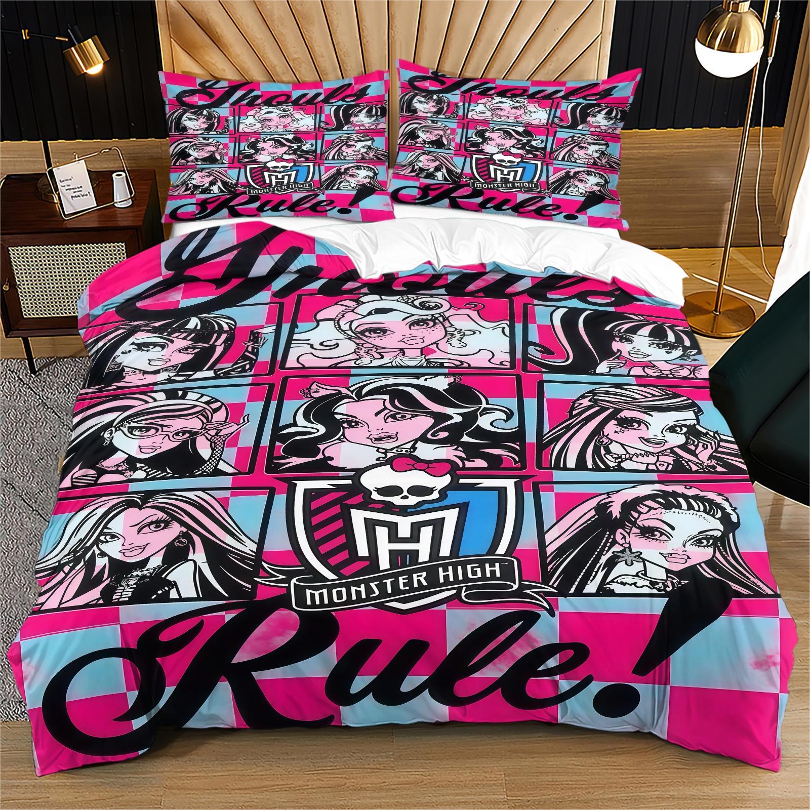 Monster High Duvet Cover Set, Bedroom Bedding Set, Gift for Family