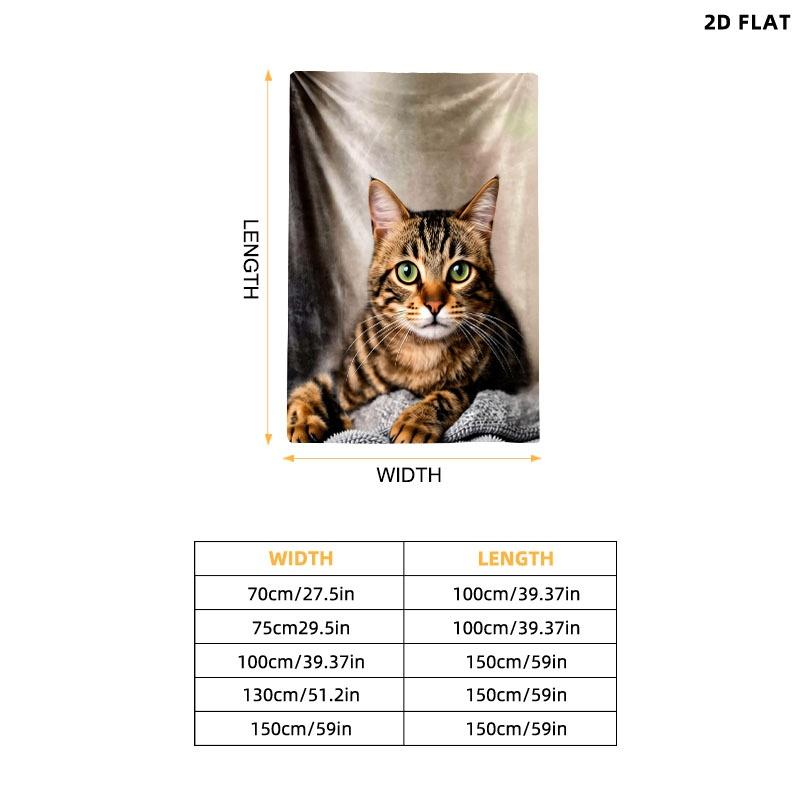 Cozy Gray Textured Throw Blanket, Single - Sided Printed, Multiple Specifications Available, Perfect for Napping & Lounge, Featuring a Tabby Cat Design, Soft & Warm Fabric for Comfortable Relaxation