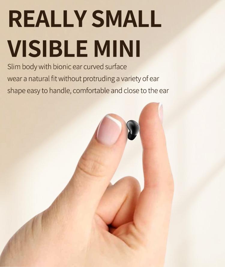 Ultra Small Mini Wireless Earphones, True Wireless, Noise Cancelling, High Fidelity Sound, Touch Control, USB-C Charging, Ideal for Running and Sleep