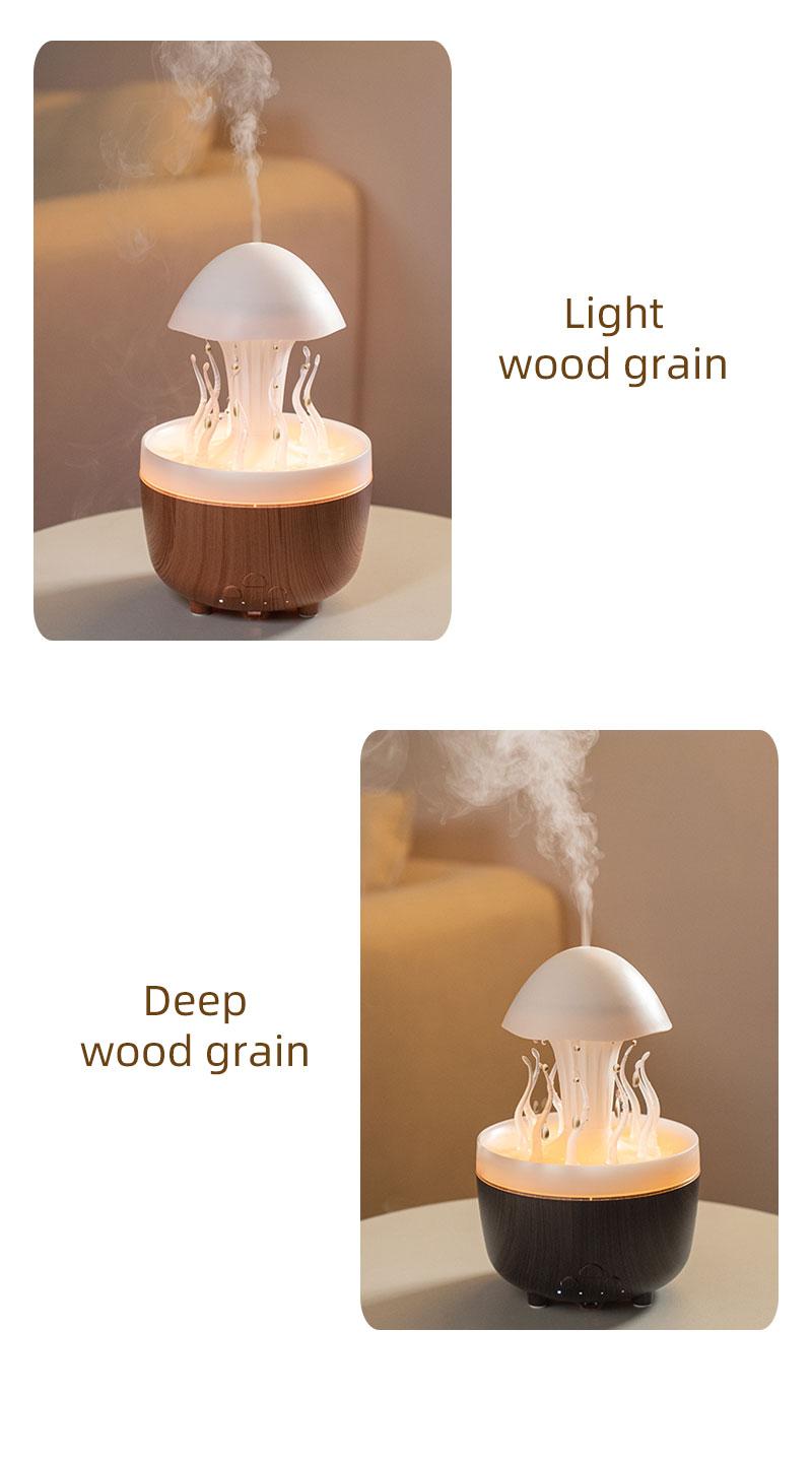 Rotating raindrop aromatherapy machine household colorful night light desktop mushroom water grass air humidifier with remote control diffuser
