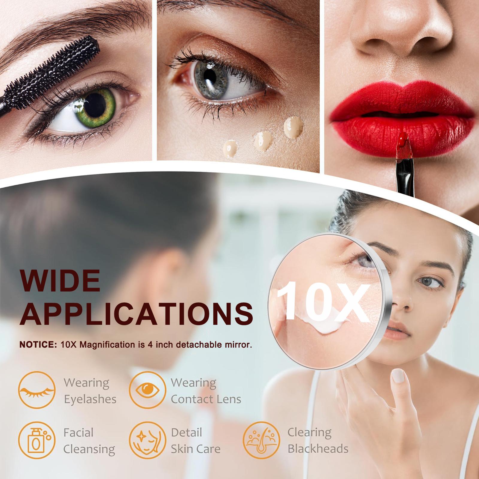 Smart LED Vanity Mirror with Lights – Lighted Makeup Mirror with Detachable 10X Magnification, 3 Color Modes & Stepless Dimming, 360° Rotation – Perfect for Women & Girls – Wedding & Birthday Gift